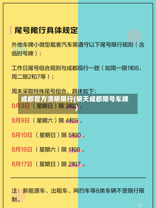 成都官方清明限行(明天成都限号车牌)-第2张图片