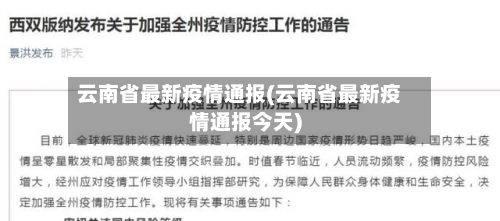 云南省最新疫情通报(云南省最新疫情通报今天)