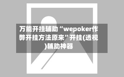 万能开挂辅助“wepoker作弊开挂方法原来	”开挂(透视)辅助神器-第2张图片