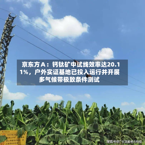 京东方Ａ：钙钛矿中试线效率达20.11%，户外实证基地已投入运行并开展多气候带极致条件测试