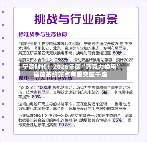 宁德时代：2026年底“巧克力换电”高速签约站点有望突破千座-第2张图片