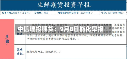 中信建投期货:9月8日能化早报-第1张图片