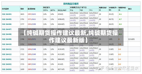 【纯碱期货操作建议最新,纯碱期货操作建议最新版】