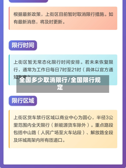 全国多少取消限行/全国限行规定