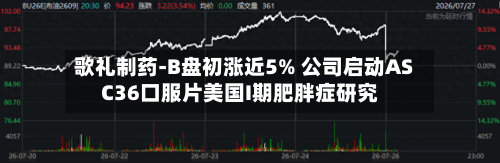 歌礼制药-B盘初涨近5% 公司启动ASC36口服片美国I期肥胖症研究-第2张图片
