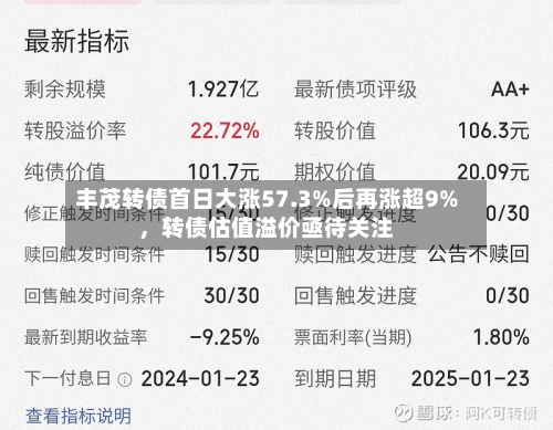 丰茂转债首日大涨57.3%后再涨超9%，转债估值溢价亟待关注-第1张图片